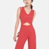 Jumpsuit ống rộng cutout