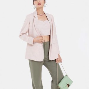 Áo Blazer dài tay màu hồng - 300