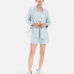 Áo Blazer dài tay màu xanh - 300