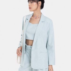 Áo Blazer dài tay màu xanh ảnh 2 - 300