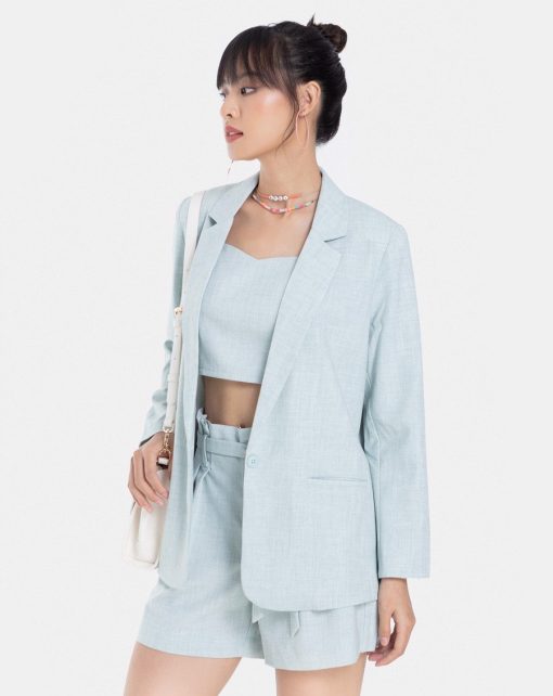 Áo Blazer dài tay màu xanh ảnh 2