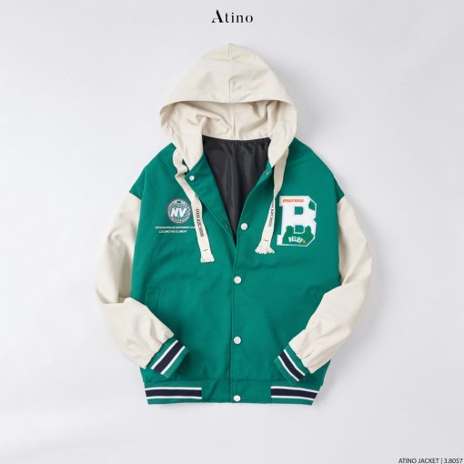 Áo khoác Varsity nỉ dạ nam BIGB ATINO màu xanh