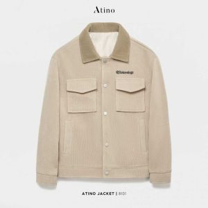 Áo khoác Jacket nhung tăm 2 lớp Nam ATINO Hàn Quốc AD3.8101 màu be - 300