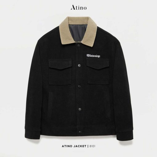 Áo khoác Jacket nhung tăm 2 lớp Nam ATINO Hàn Quốc AD3.8101 màu đen