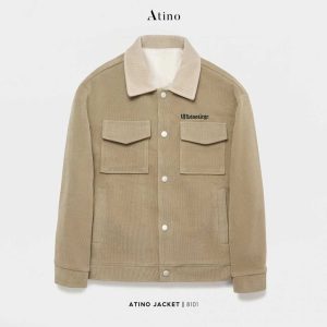 Áo khoác Jacket nhung tăm 2 lớp Nam ATINO Hàn Quốc AD3.8101 màu rêu - 300
