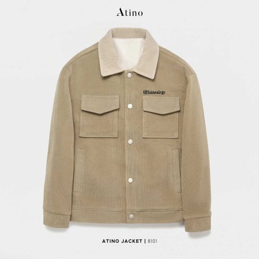Áo khoác Jacket nhung tăm 2 lớp Nam ATINO Hàn Quốc AD3.8101 màu rêu