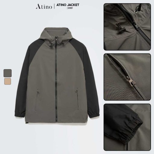 Áo khoác gió nam trơn ATINO chất liệu vải gió mũ hoodie AG2.8989
