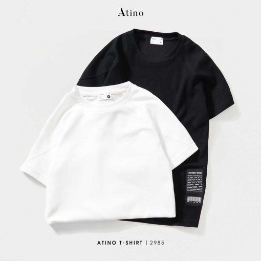 Áo Phông Nam Cộc Tay Cổ Tròn ATINO chất liệu Cotton AP2.2985 đen trắng