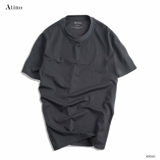 Áo Thun Nam cổ tròn ATINO vải Cotton co giãn ATP3101 màu ghi đậm