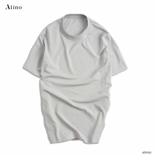 Áo Thun Nam cổ tròn ATINO vải Cotton co giãn ATP3101 màu ghi nhạt