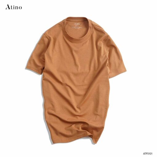 Áo Thun Nam cổ tròn ATINO vải Cotton co giãn ATP3101 màu nâu