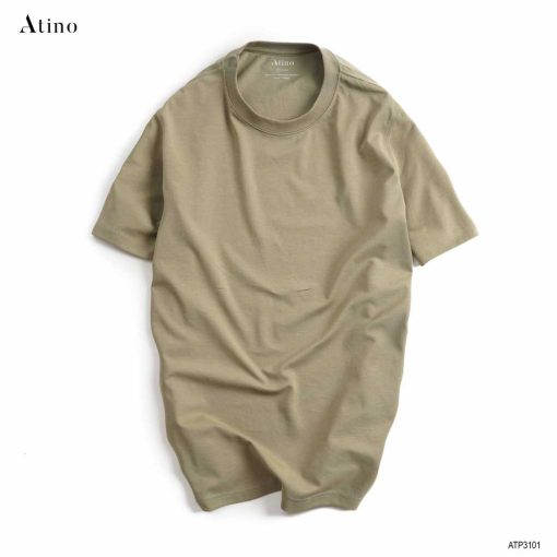 Áo Thun Nam cổ tròn ATINO vải Cotton co giãn ATP3101 màu rêu