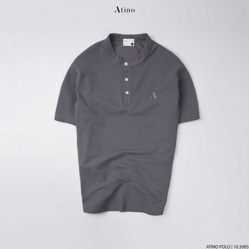Áo Thun Nam Trơn Cổ Tàu ATINO Chất Liệu Cotton PL11.3085 màu ghi đậm