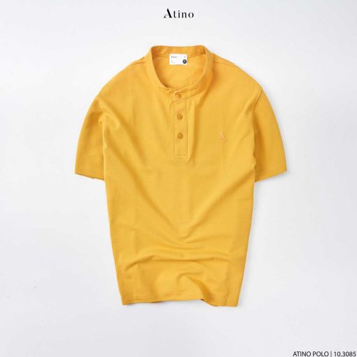 Áo Thun Nam Trơn Cổ Tàu ATINO Chất Liệu Cotton PL11.3085 màu vàng