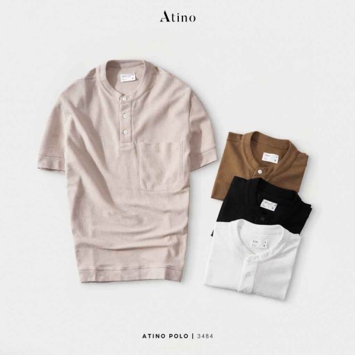 Áo Polo Nam Cổ Tàu ATINO vải Cotton cao cấp PL4.3484 màu be sáng