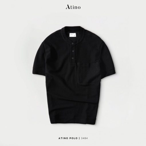 Áo Polo Nam Cổ Tàu ATINO vải Cotton cao cấp PL4.3484 màu đen