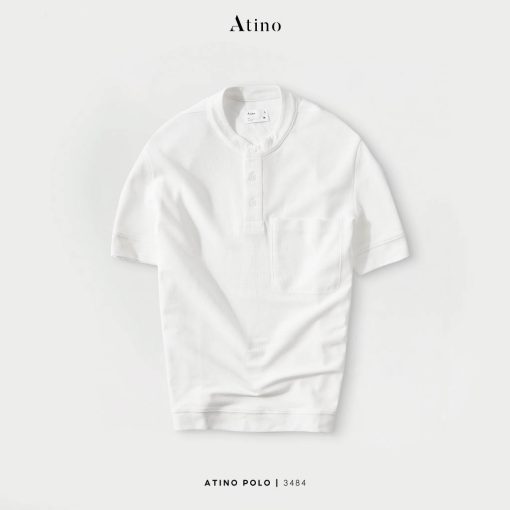 Áo Polo Nam Cổ Tàu ATINO vải Cotton cao cấp PL4.3484 màu trắng