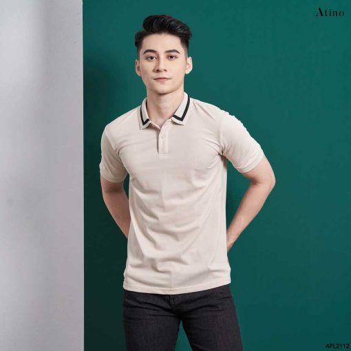 Áo Polo Nam NELI ATINO viền cổ thanh lịch PL4.3036 màu be