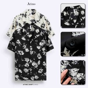 Áo sơ mi Cuban Shirt cộc tay nam ATINO vải lụa SM.L.2.4963