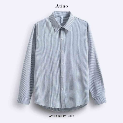 Áo sơ mi dài tay Nam ATINO vải Oxford Cotton kẻ sọc đen SM.L.2.4469