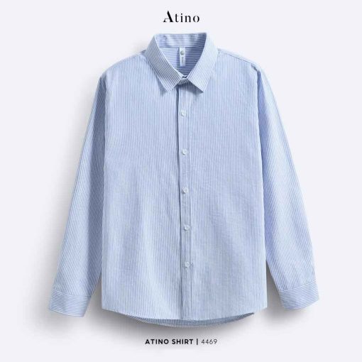 Áo sơ mi dài tay Nam ATINO vải Oxford Cotton kẻ sọc xanh SM.L.2.4469 2