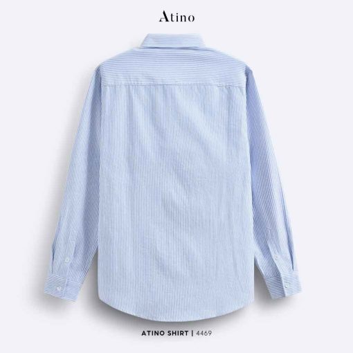 Áo sơ mi dài tay Nam ATINO vải Oxford Cotton kẻ sọc xanh SM.L.2.4469 3