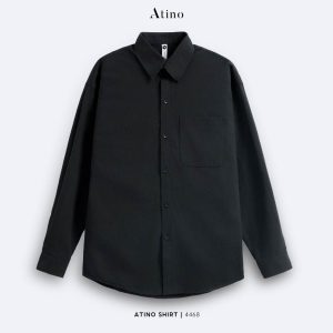 Áo sơ mi dài tay Oxford nam Atino vải cotton SM.L.5.4468 màu đen