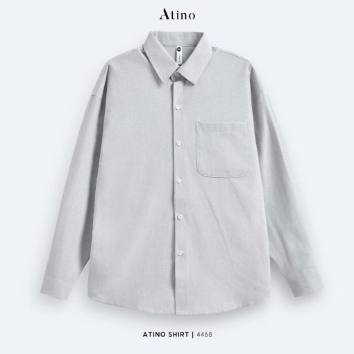 Áo sơ mi dài tay Oxford nam Atino vải cotton SM.L.5.4468 màu ghi