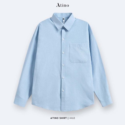 Áo sơ mi dài tay Oxford nam Atino vải cotton SM.L.5.4468 màu xanh dương