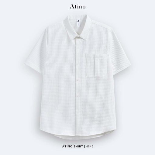 Áo sơ mi tay lỡ nam Atino form regular SM.L.3.4945 màu trắng