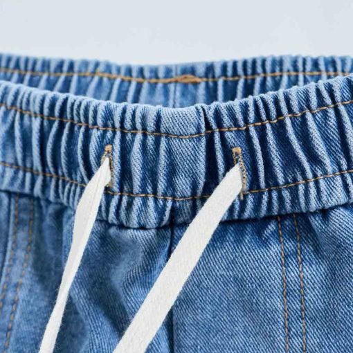 Cạp Quần short jean nam xanh Atino chất liệu jean cotton QS.L.2.1643