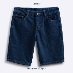 Mặt trước Quần short jean nam xanh Atino chất liệu jean cotton QS.M.1.1628