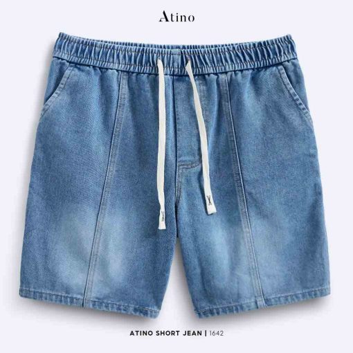 Mặt trước Quần short jean nam xanh Atino chất liệu jean cotton QS.L.2.1643