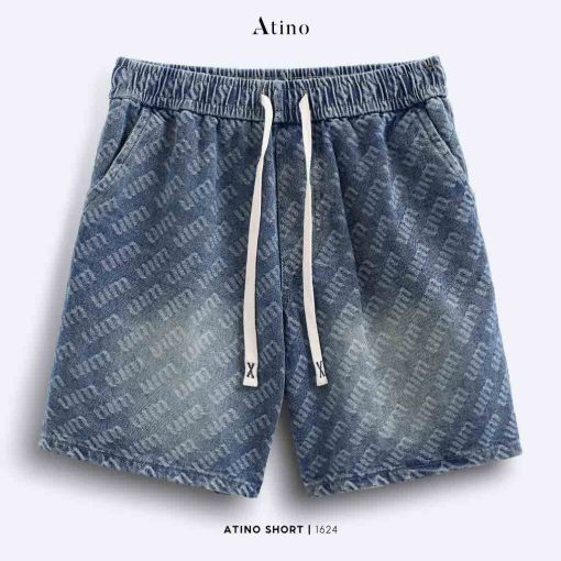 Mặt trước Quần short jean nam xanh họa tiết WM Atino chất liệu jean cotton QS.L.1.1624