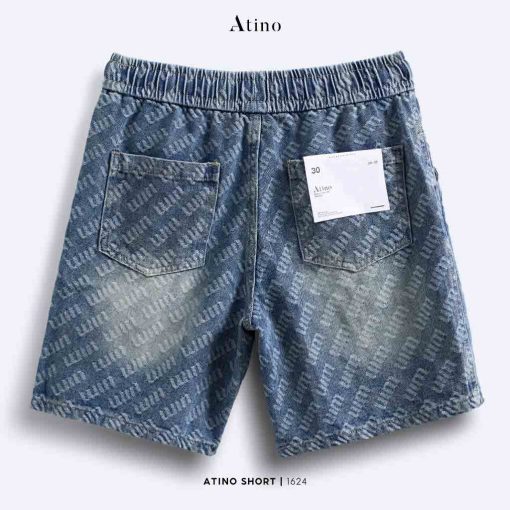 Mông Quần short jean nam xanh họa tiết WM Atino chất liệu jean cotton QS.L.1.1624