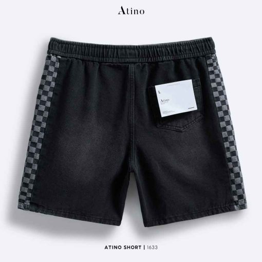 Mông Quần short jeans nam phối vải karo Atino chất liệu cotton L.1.1633