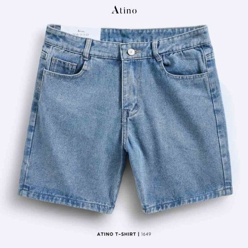 Quần short jean nam xanh đậm Atino chất liệu jean cotton QS.L.2.1649