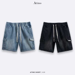 Quần short jean nam xanh đen Atino chất liệu jean cotton QS.L.2.1638