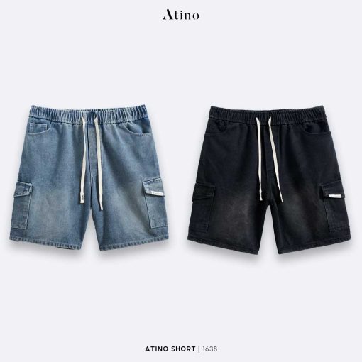 Quần short jean nam xanh đen Atino chất liệu jean cotton QS.L.2.1638