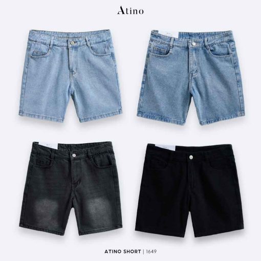 Quần short jean nam xanh đen Atino chất liệu jean cotton QS.L.2.1649