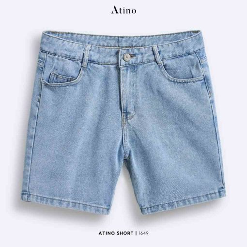 Quần short jean nam xanh nhạt Atino chất liệu jean cotton QS.L.2.1649