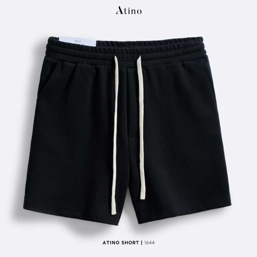 Quần short nam trơn Atino chất liệu cotton dáng trẻ trung L.4.1644 màu đen