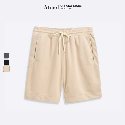 Quần short nam trơn Atino chất liệu polyester L.3.1661 màu be