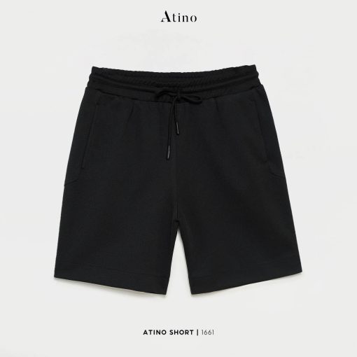 Quần short nam trơn Atino chất liệu polyester L.3.1661 màu đen