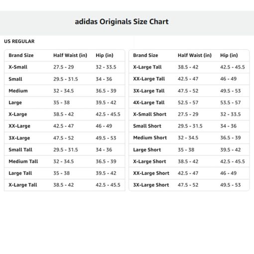 adidas Originals Size Chart