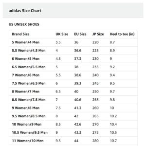Adidas Size Chart 1 - 300