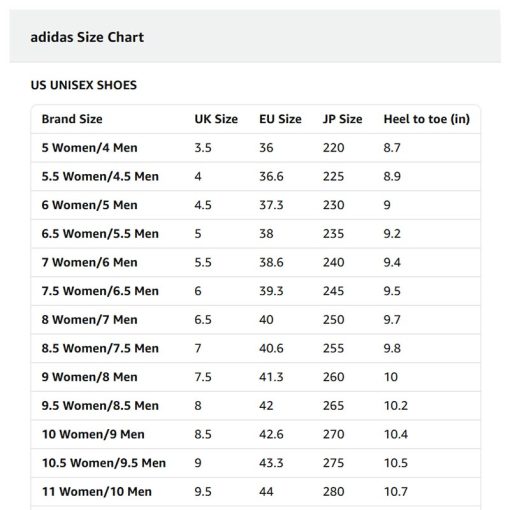 Adidas Size Chart 1