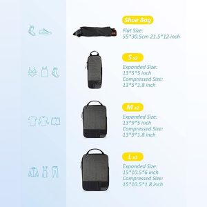 BAGSMART 6 Set Compression Packing Cubes Black - Lightweight Travel Essentials 2