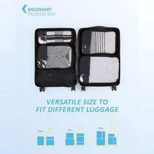 BAGSMART 6 Set Compression Packing Cubes Black - Lightweight Travel Essentials 4 - 300
