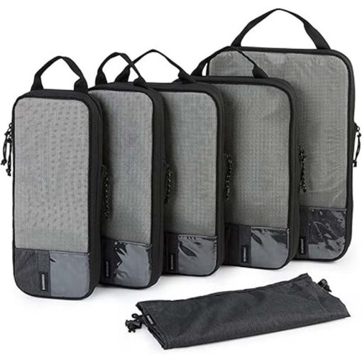 BAGSMART 6 Set Compression Packing Cubes Black